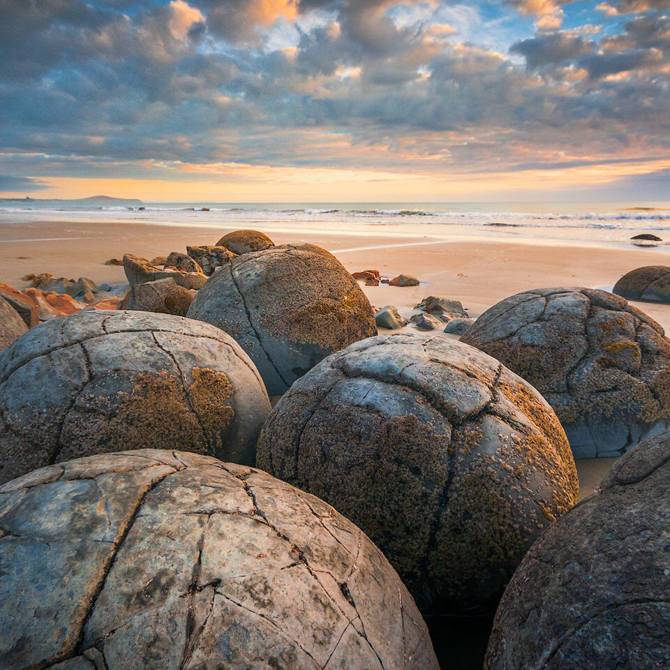 The Moeraki Boulders in sunrise light